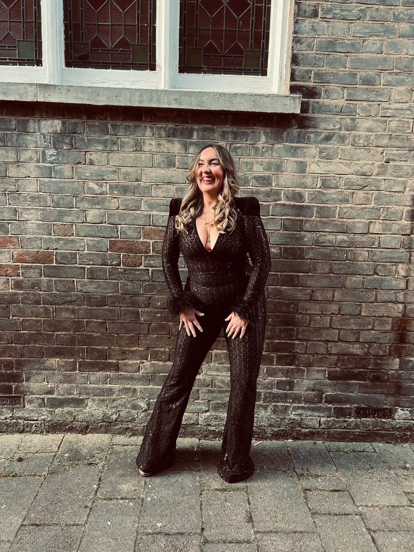 Nadine Merabi Rachel Black Jumpsuit Size 12
