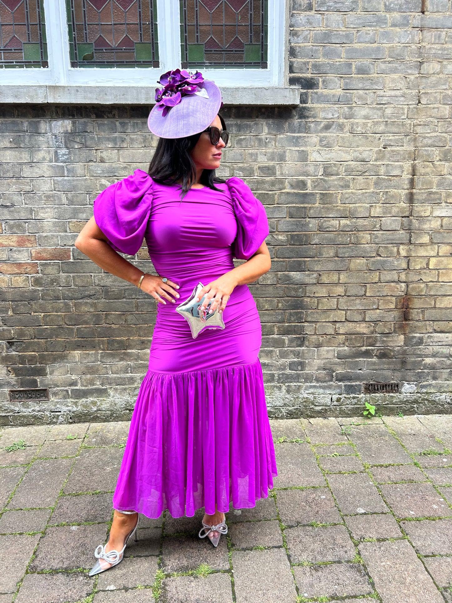 Buy Rotate Birger Christensrn Sofia Purple Puff-sleeve Fishtail Gown