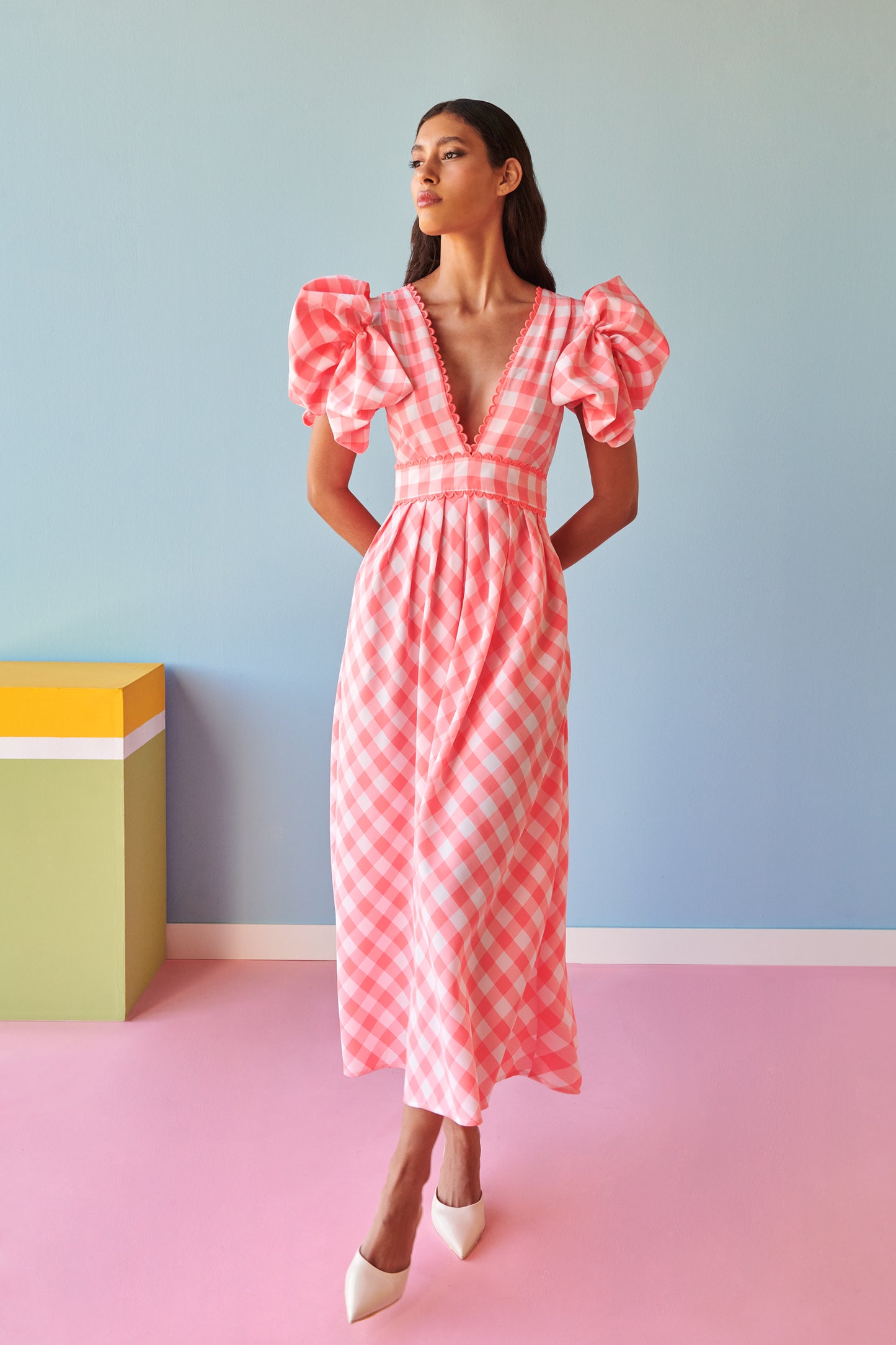 Buy Celia B Curazao Vichy Dress Pink and White