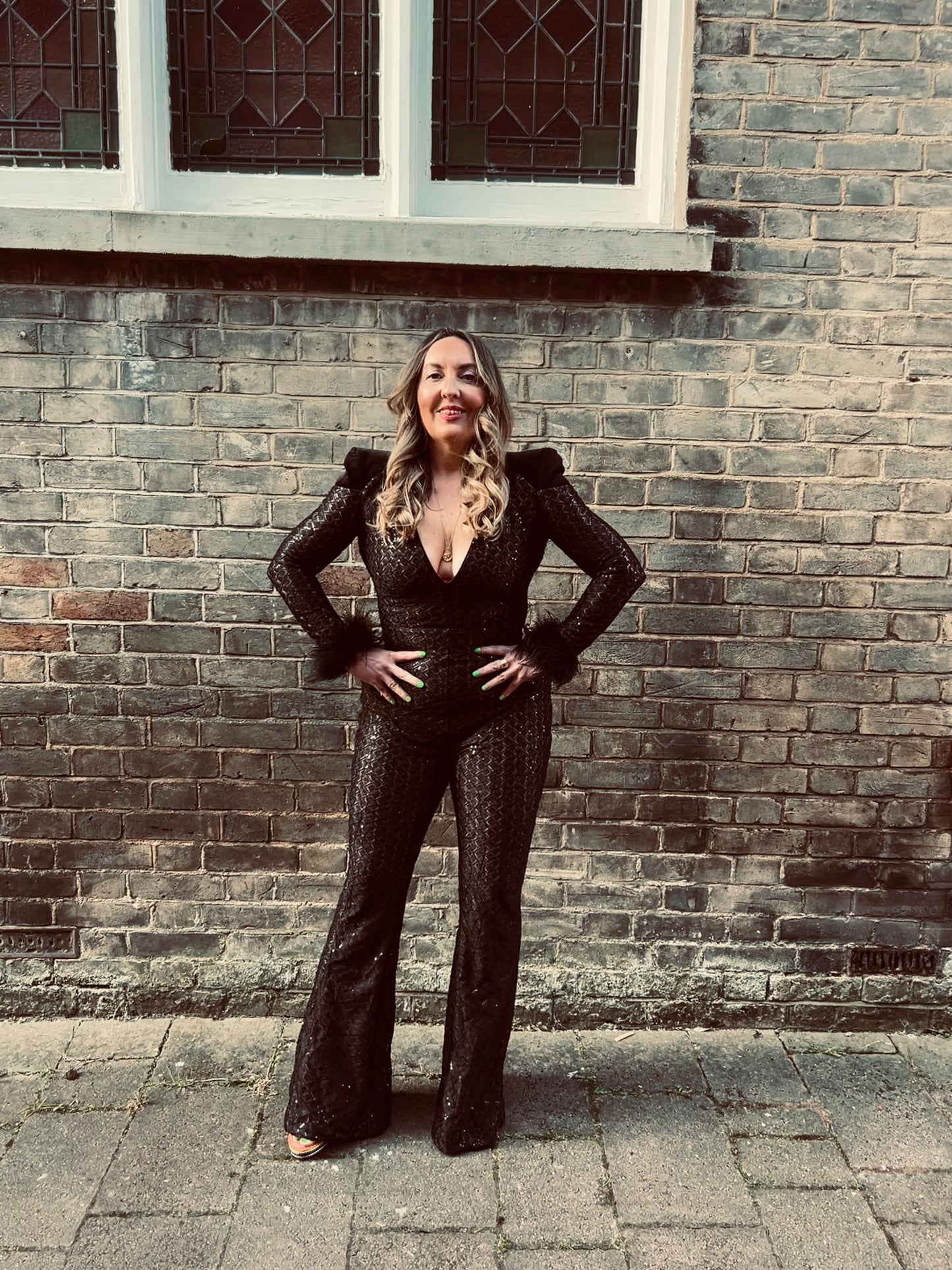 Nadine Merabi Rachel Black Jumpsuit Size 12