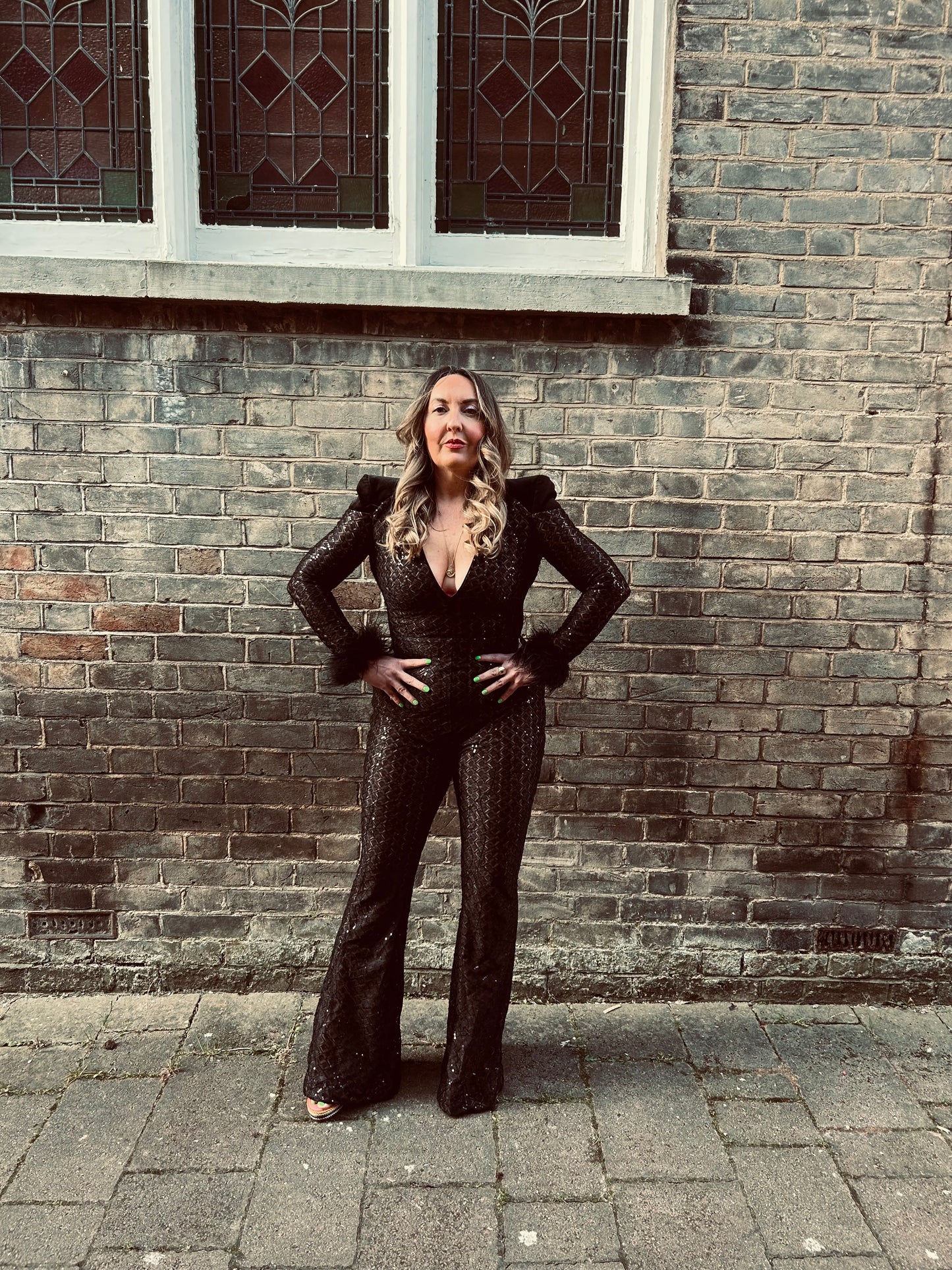 Nadine Merabi Rachel Black Jumpsuit Size 12