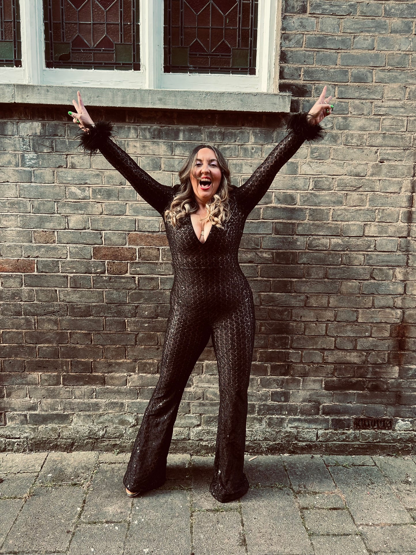 Nadine Merabi Rachel Black Jumpsuit Size 12