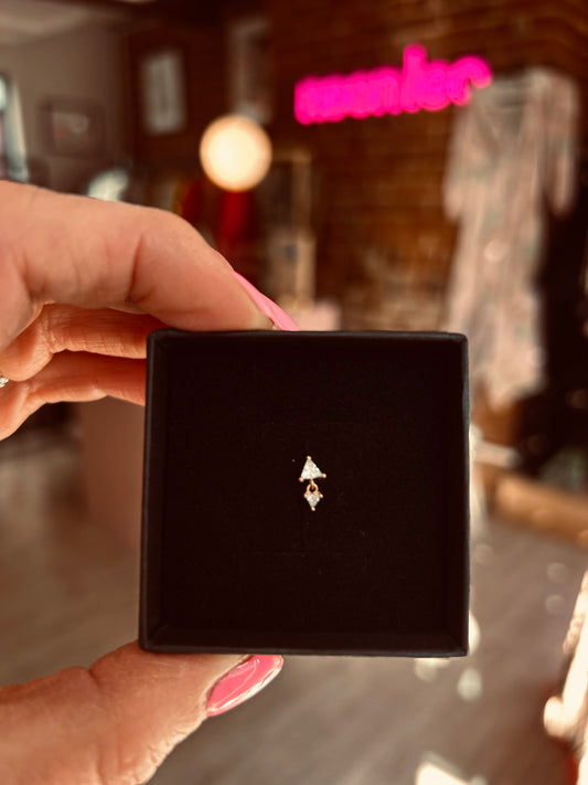 Scream Pretty Diamond Drop Flat Back Earring in Gold