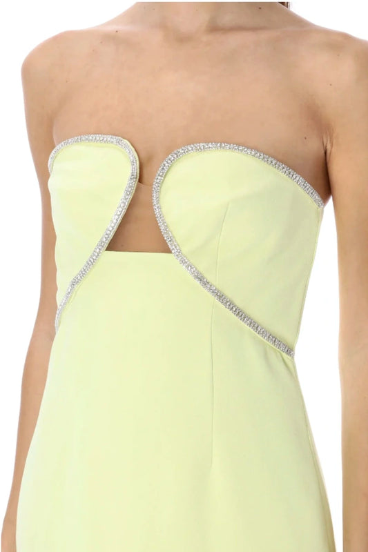 Self Portrait Lemon Yellow Midi Strapless Dress size 12