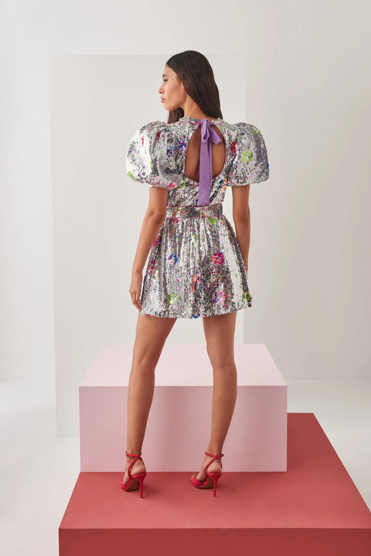 New Celia B Wonderer Silver Sequin Dress Size XS