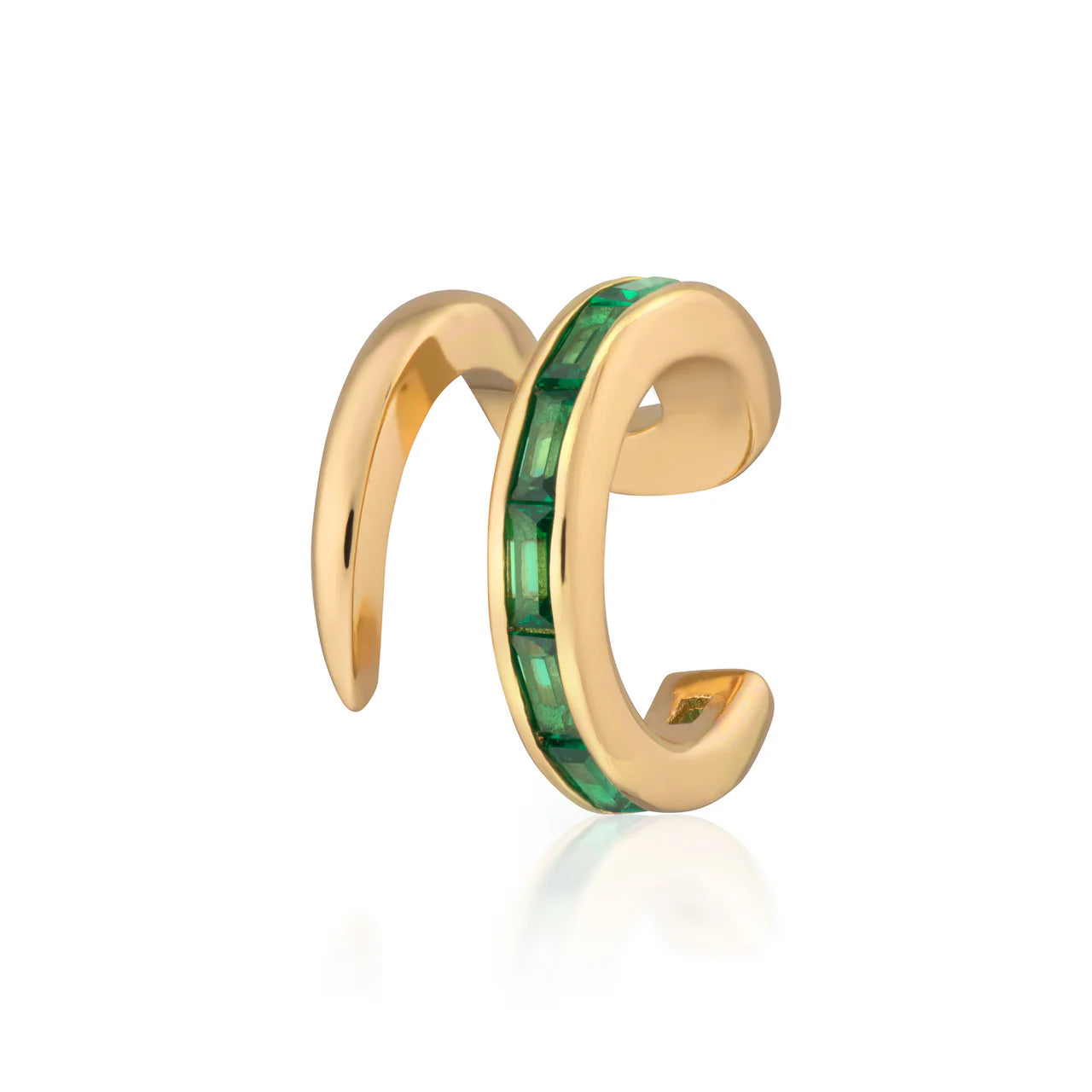 Scream Pretty Gold Green Baguette Double Band Small Single Ear Cuff