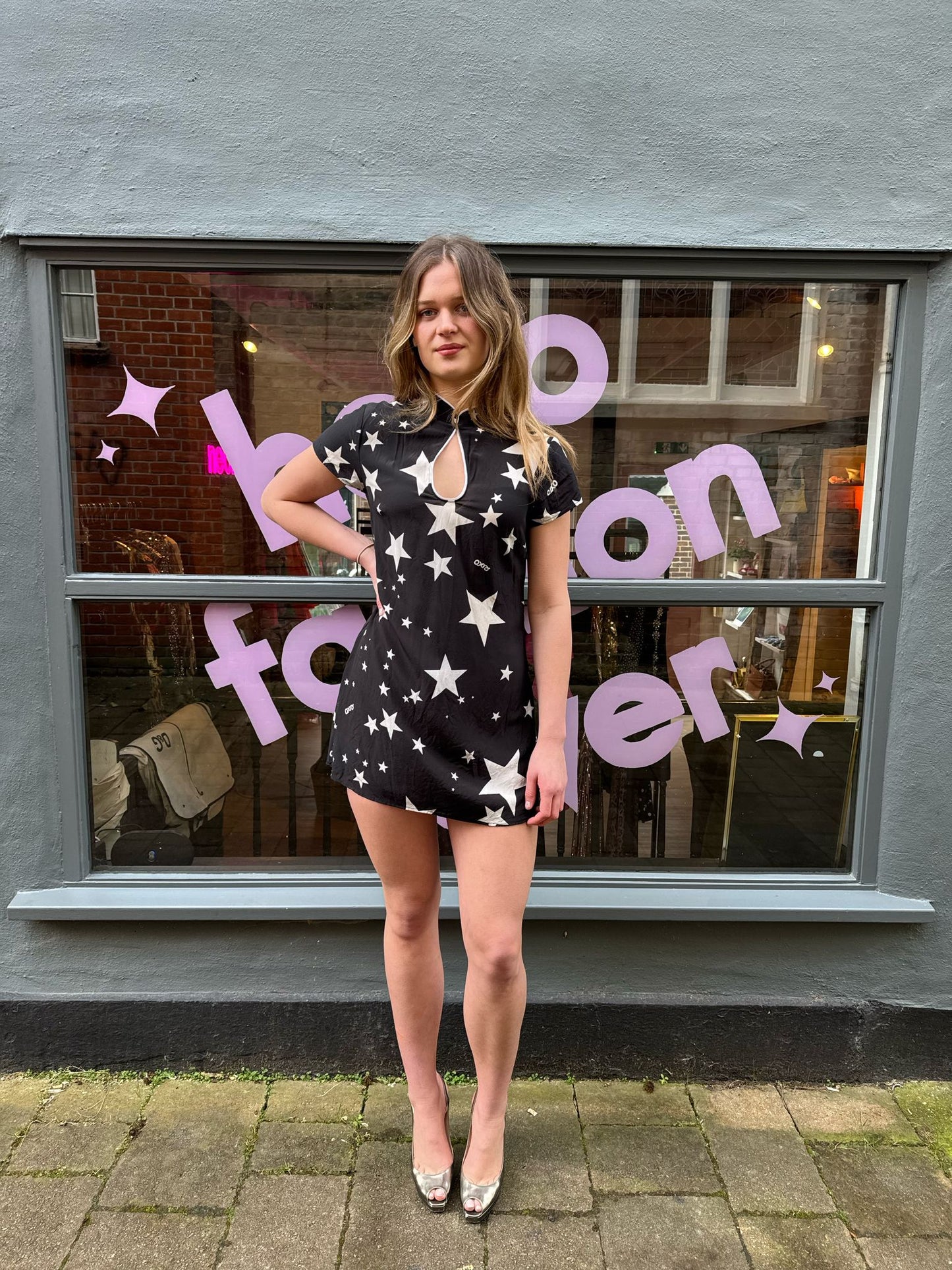 Rixo Lolita Black Star Mini Dress Small