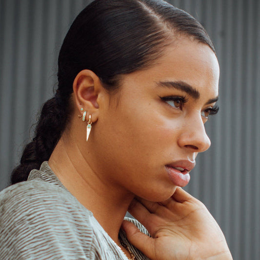 Scream Pretty Lime Green Opal Huggie Earrings - 18k Gold Plated Sterling Silver