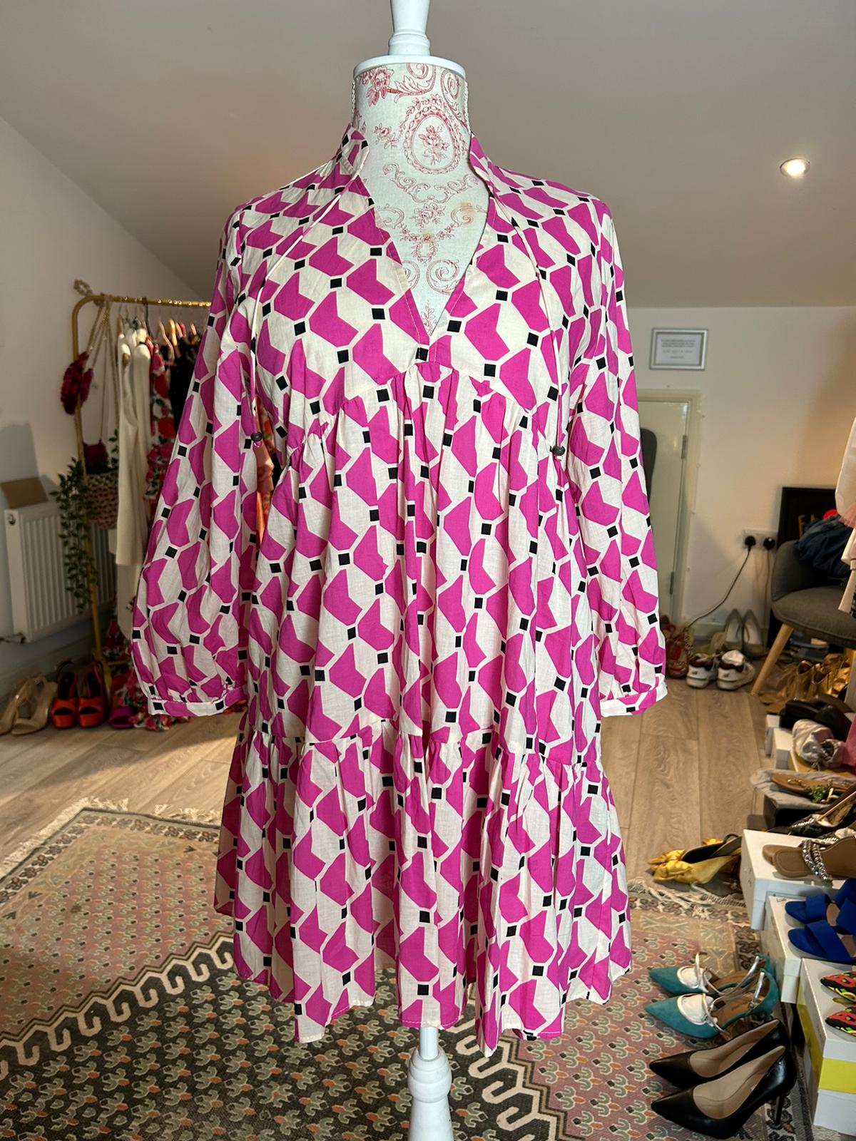 Zara Geometric Dress Preloved – Neon Leo