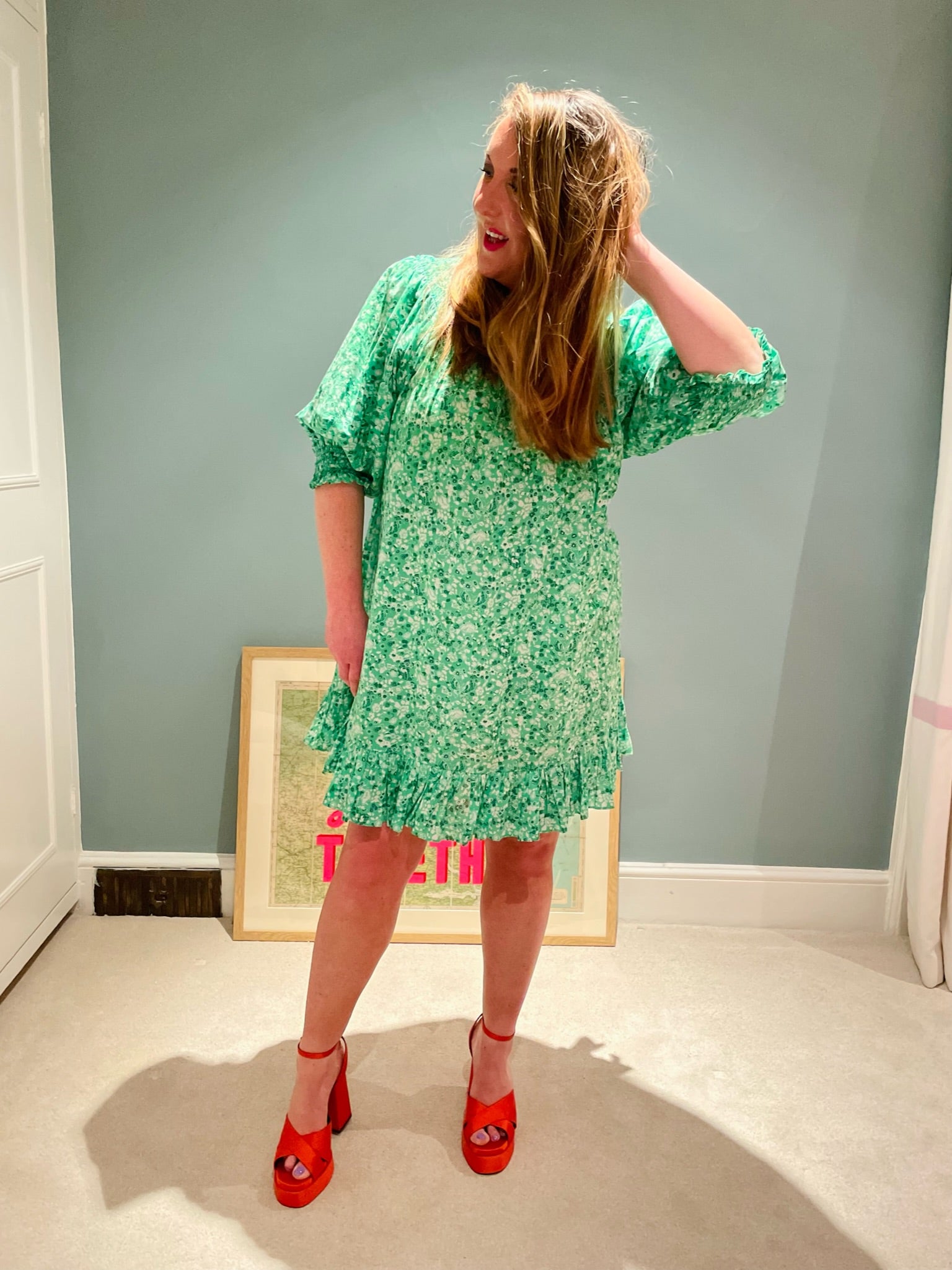 Rent Rixo Women's Azalea Dress - Green Meadow Ditsy Neon Leo Rent Rixo Women's Azalea Dress - Green Meadow Ditsy Neon Leo