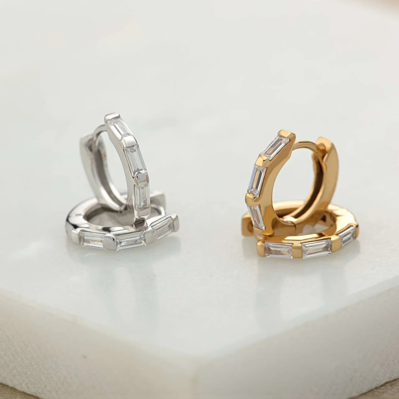 Scream Pretty Green Baguette Hoops