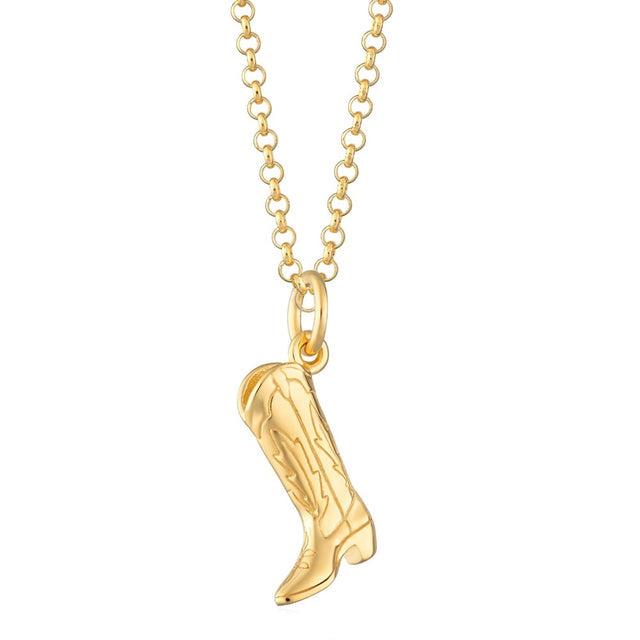 Scream Pretty Cowboy Boot Sustainable Necklace 18k Gold or Silver Plated Sterling Silver / Chain: 40-45cm