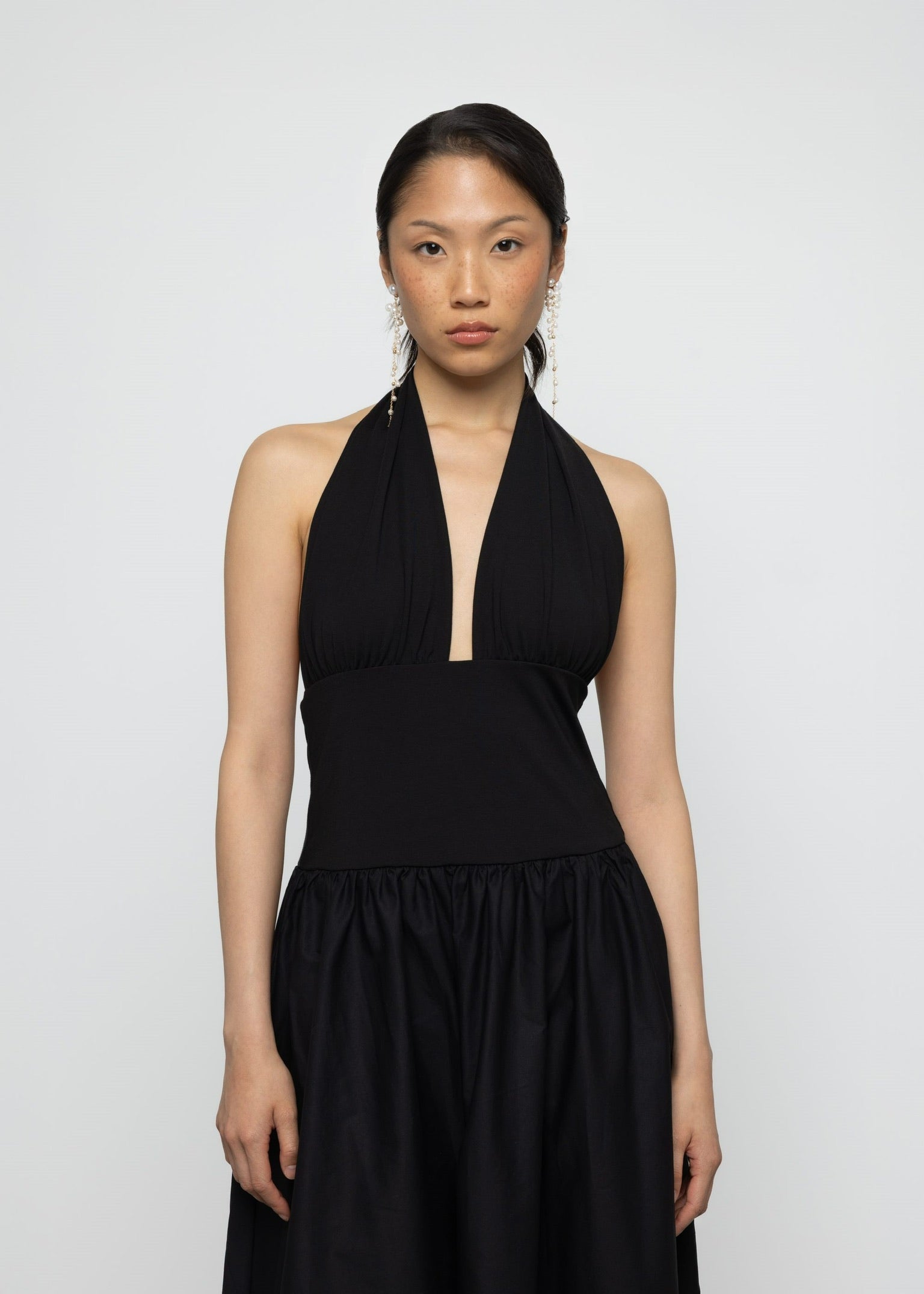 Esthé Open Back Poplin Dress in Black