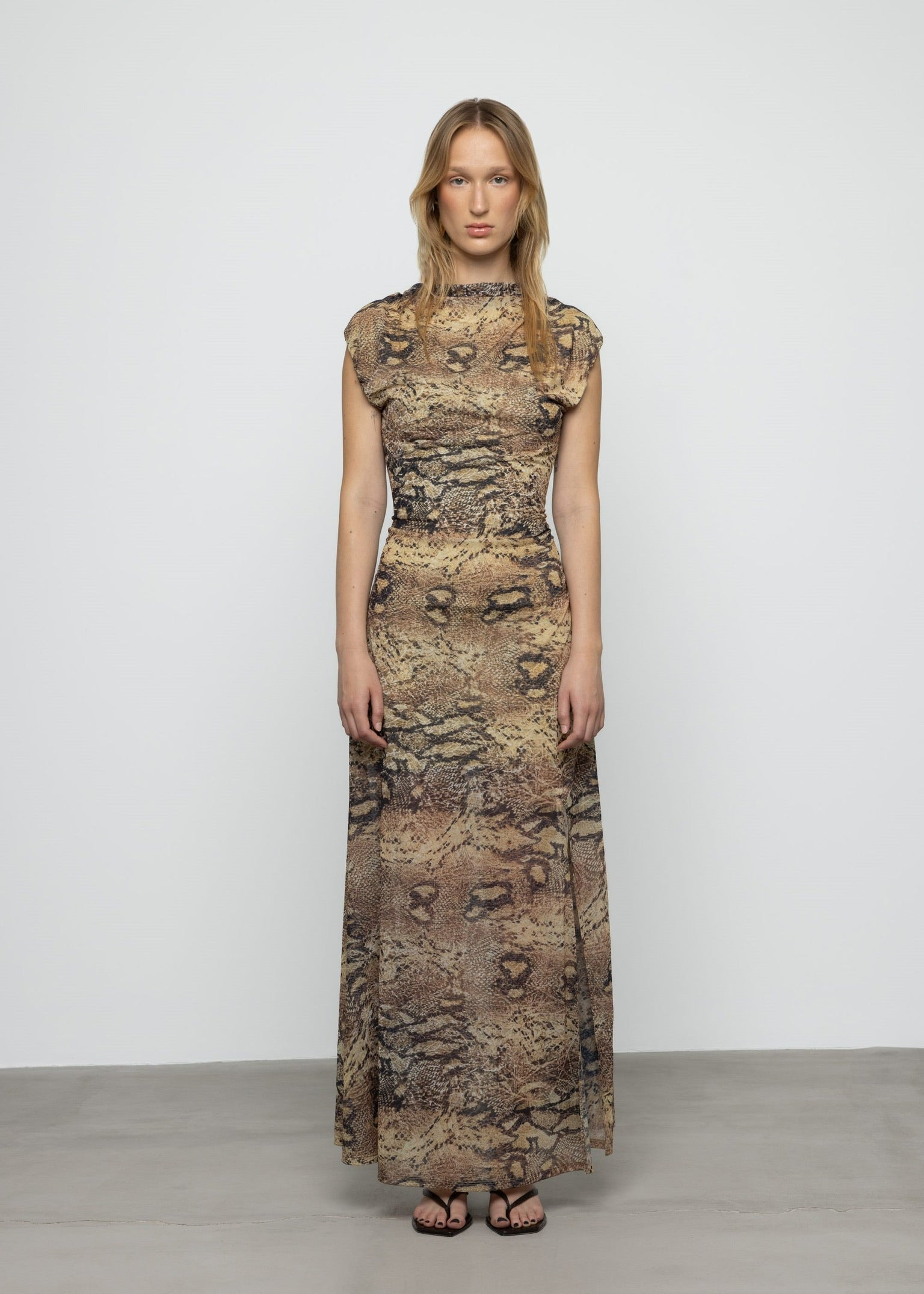 Esthé Snake Print Midi Dress