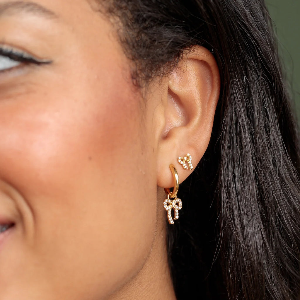 Scream Pretty Bow Charm Hoop Earrings