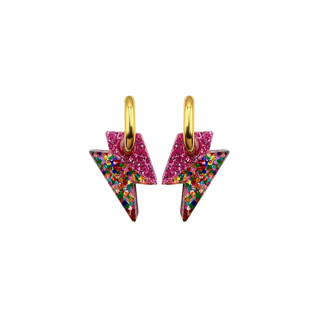 Weezy Pop Lightning Bolt Huggie Earrings in gold