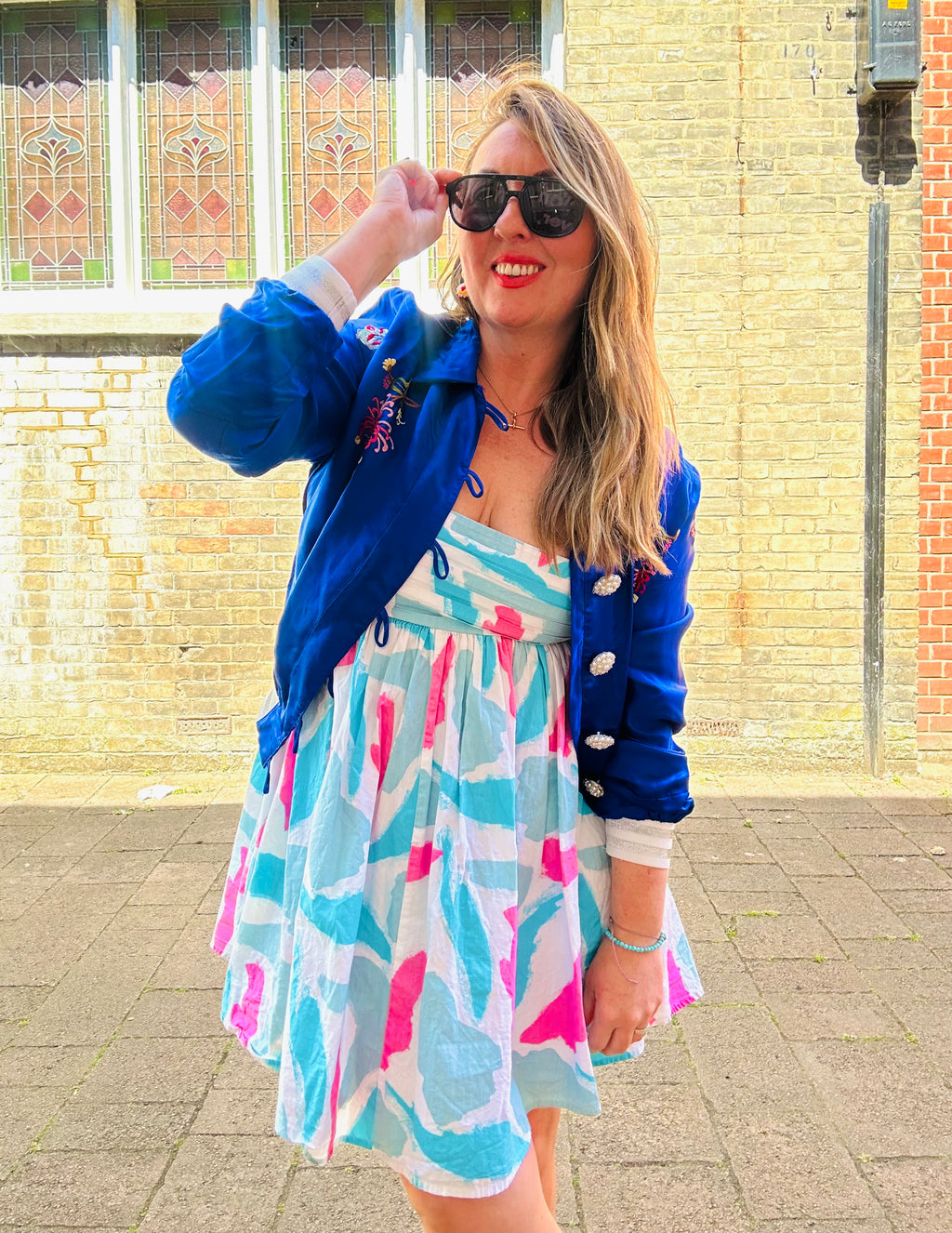 Woo Woo Boutique Vintage Japanese Silk Bomber Jacket Blue
