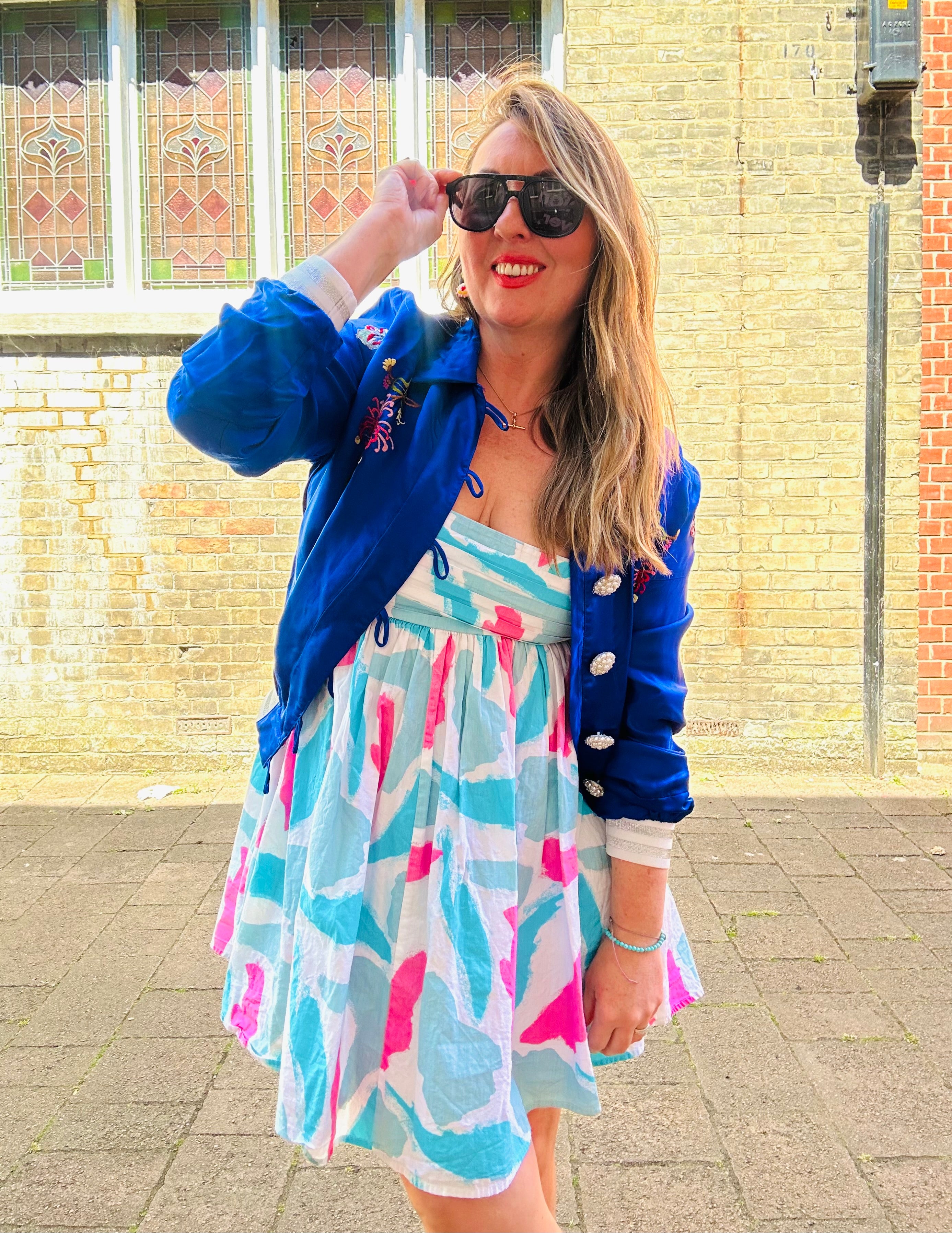 Woo Woo Boutique Vintage Japanese Silk Bomber Jacket Blue