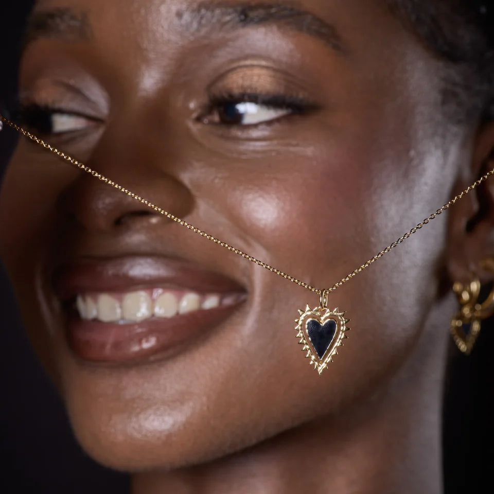 Scream Pretty GOLD BLACK HEART CHARM NECKLACE