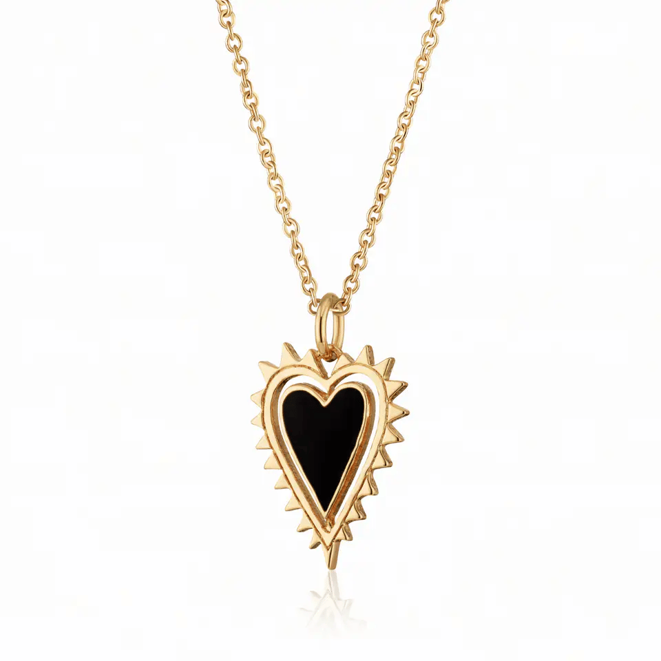 Scream Pretty GOLD BLACK HEART CHARM NECKLACE