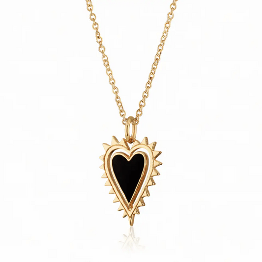 Scream Pretty GOLD BLACK HEART CHARM NECKLACE