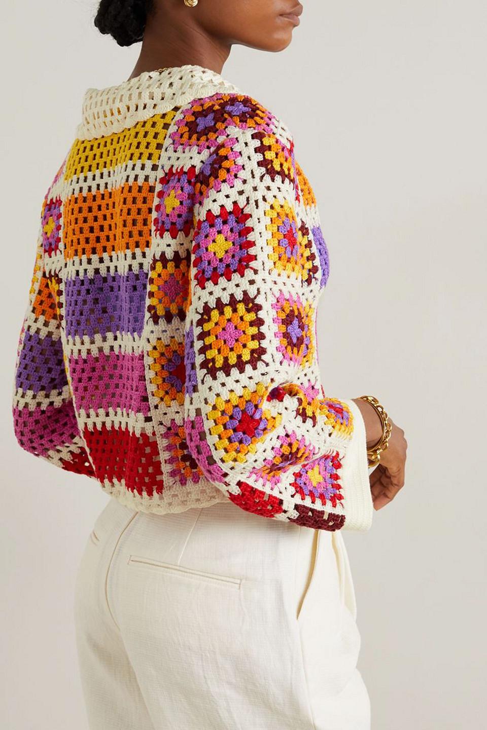 Farm Rio Multi Colour Crochet Cardigan - Preloved in Perfect Condition - Medium