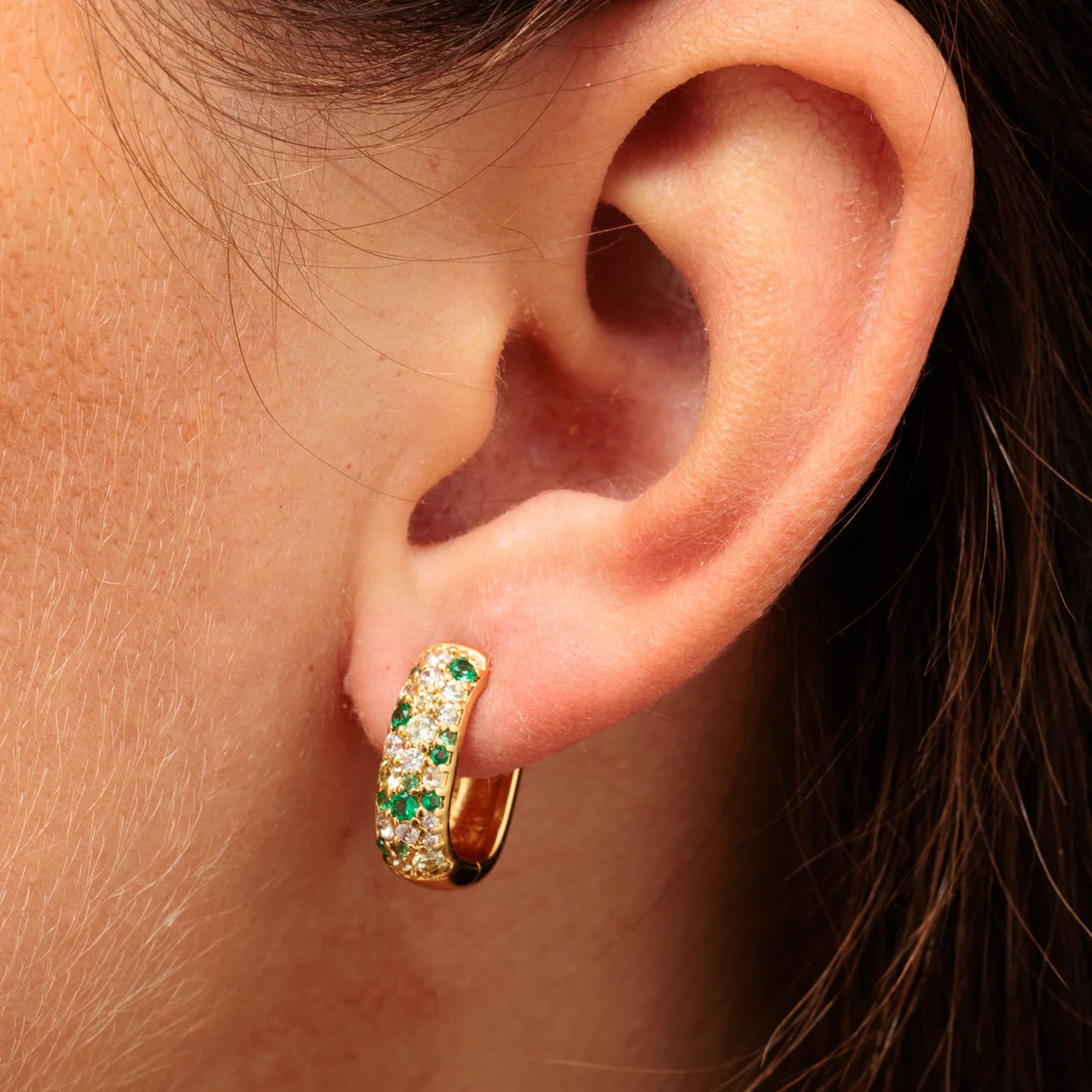 Scream Pretty Gold Mosaic Chunky Huggie Hoop Eartings