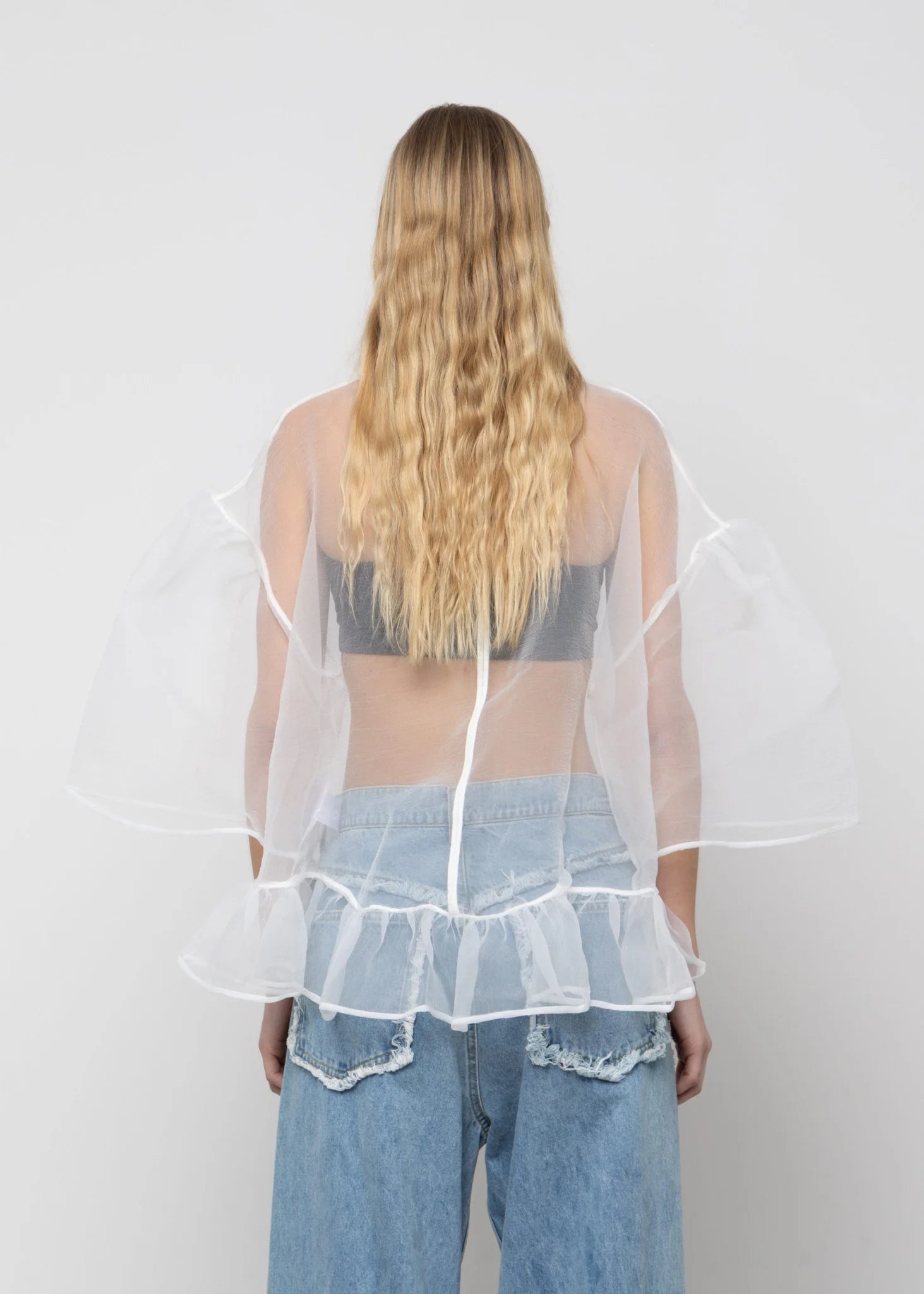 Blusa Blanca Oversize de Organza Esthé