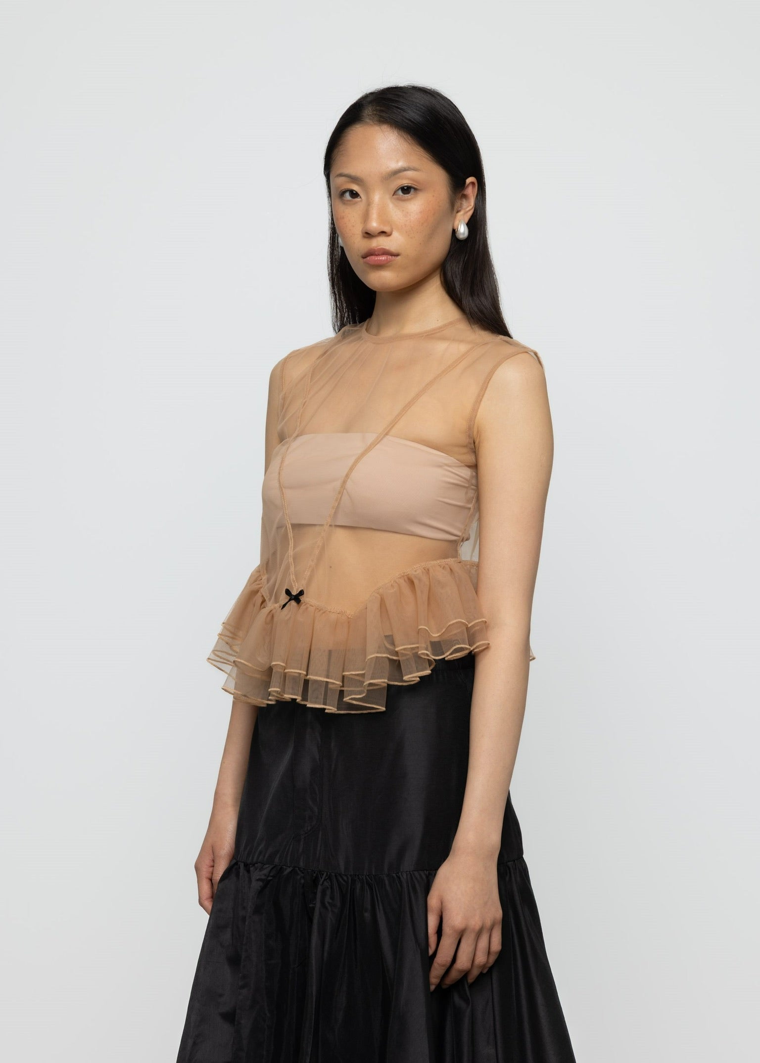 Esthé Tulle Peplum Ruffle Top