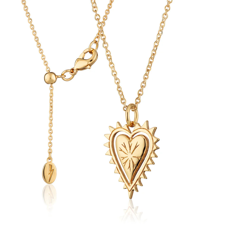Scream Pretty GOLD BLACK HEART CHARM NECKLACE