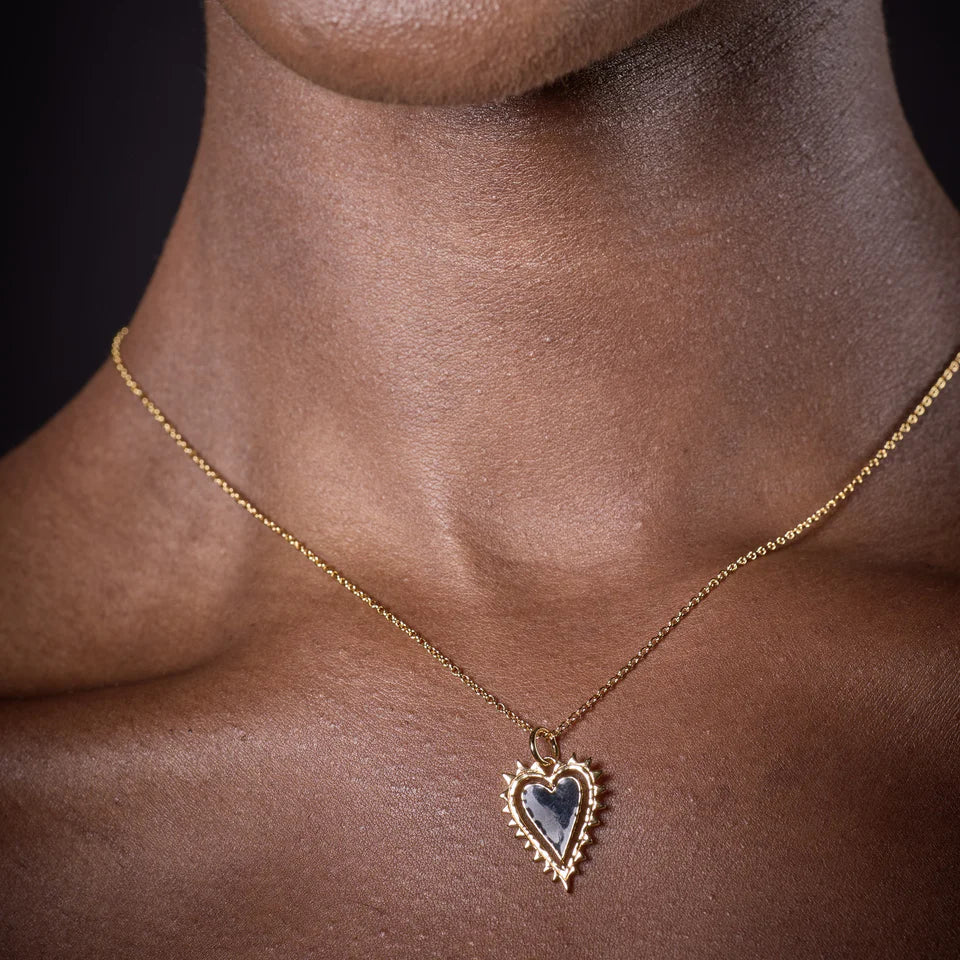 Scream Pretty GOLD BLACK HEART CHARM NECKLACE