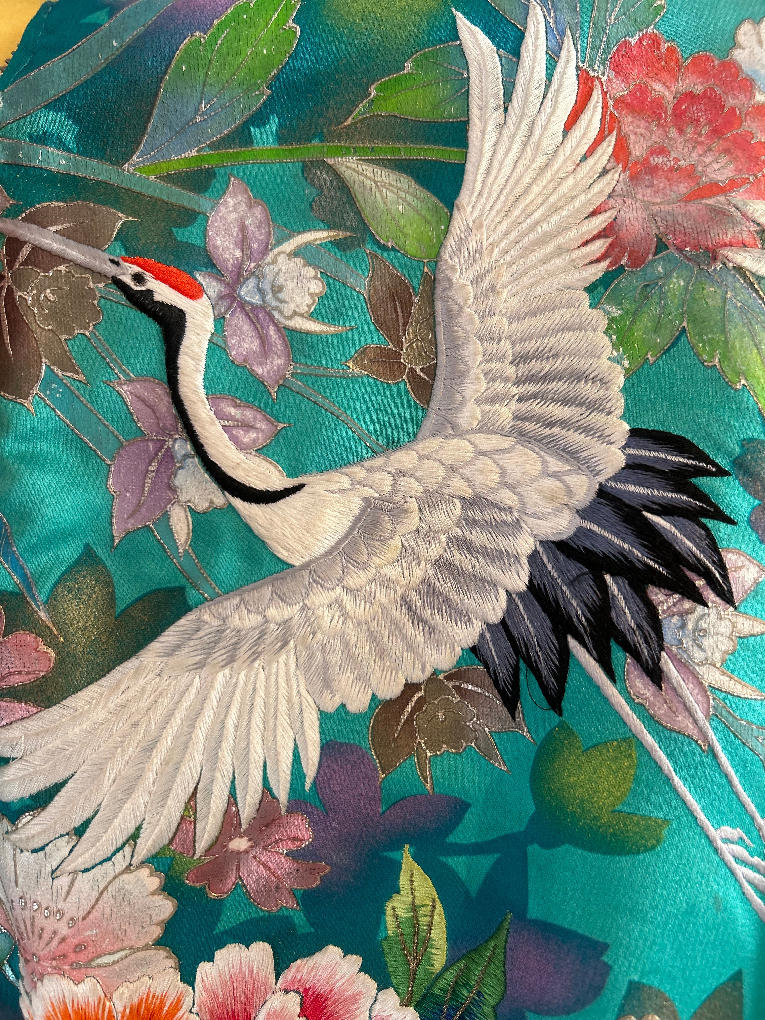 Woo Woo Boutique Japanese silk Green/Turquoise bomber jacket