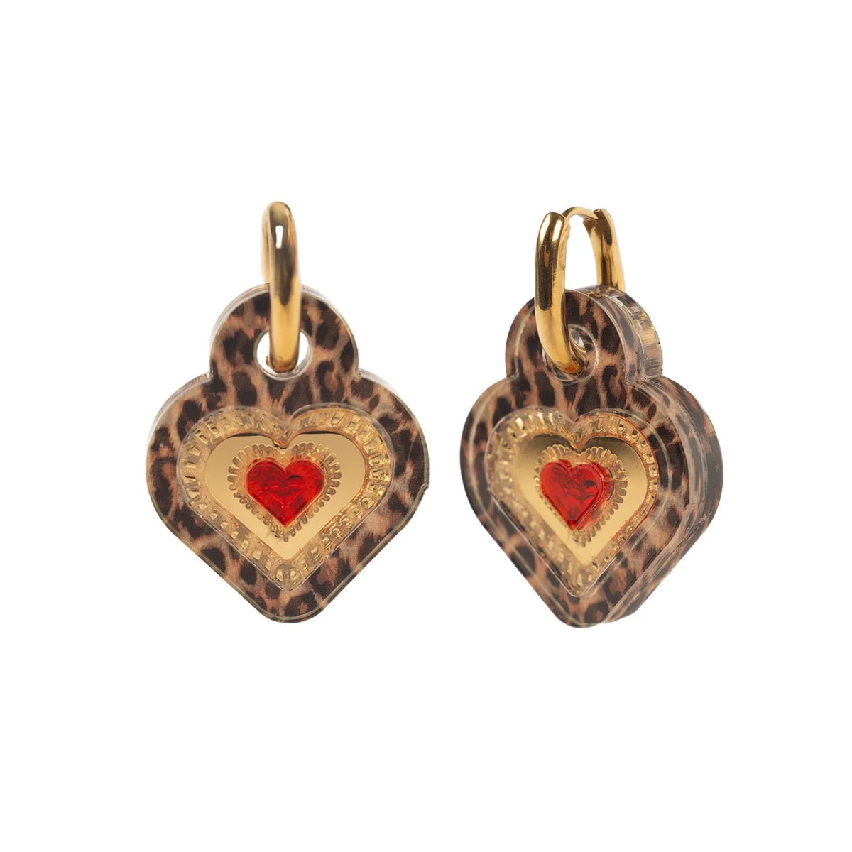 Weezy Pop Leopard Print Icon Hoop Earrings in Gold