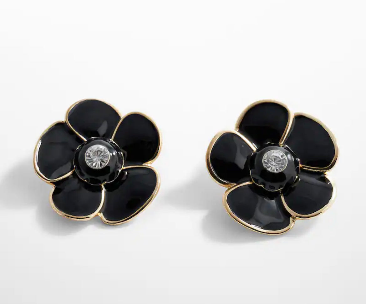Buy Black Flower Earrings