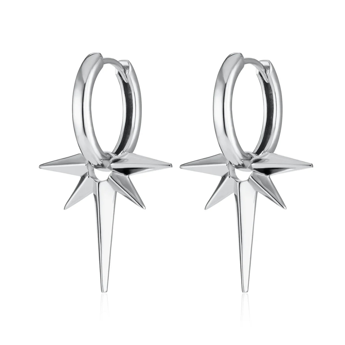 Scream Pretty Angel Star Charm Hoop Earrings in Silver