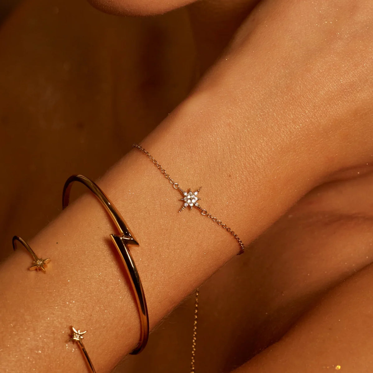 Scream Pretty Starburst Bracelet with Slider Clasp in Gold