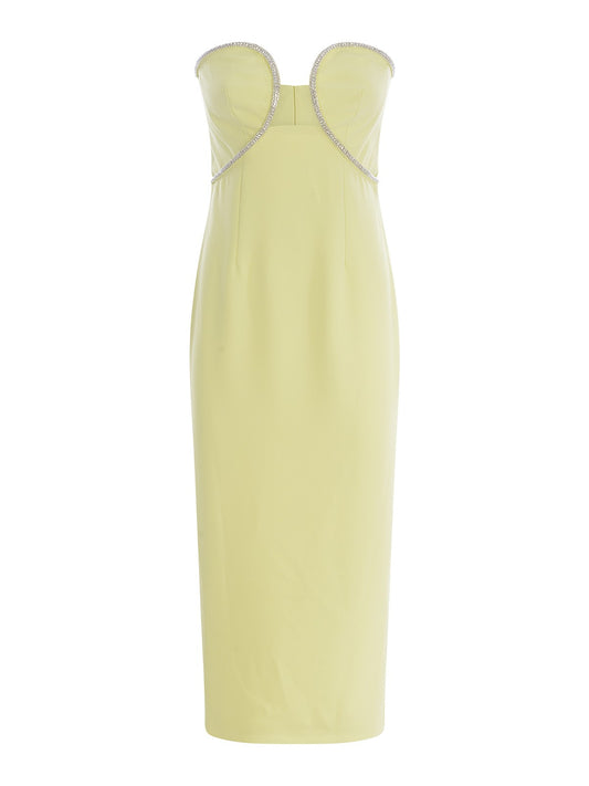Self Portrait Lemon Yellow Midi Strapless Dress size 12