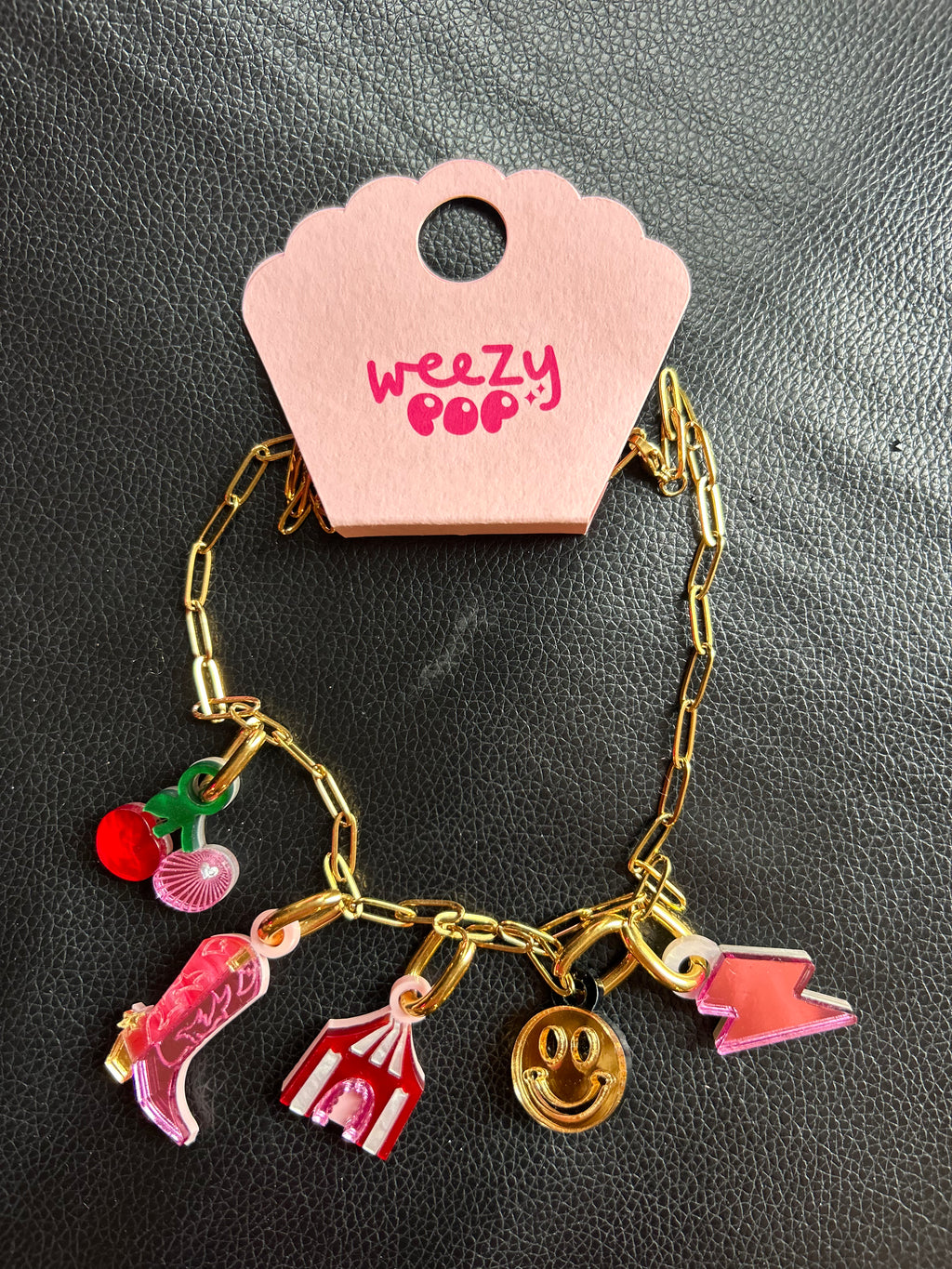 Weezy Pop Gold Festival Queen 5 Charm Chain Necklace