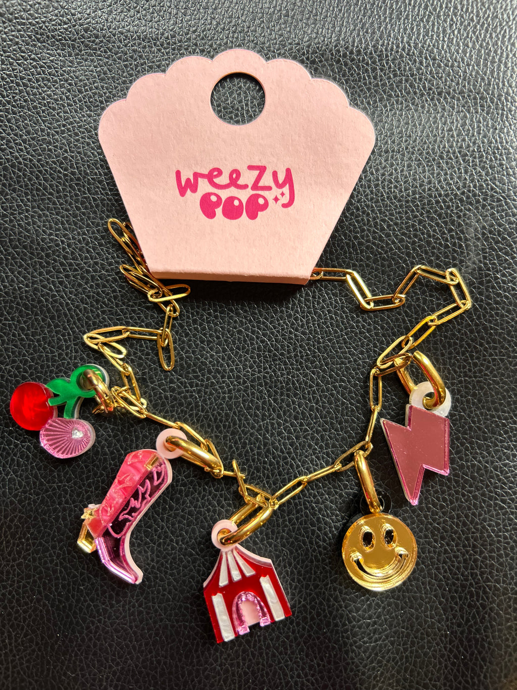 Weezy Pop Gold Festival Queen 5 Charm Chain Necklace