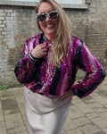Chaqueta bomber de lentejuelas a rayas rosas y moradas Woo Woo Boutique