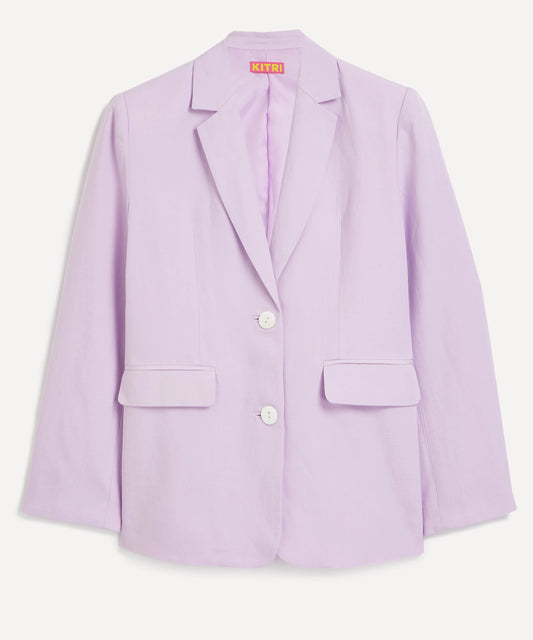 Kitri Brea Lilac Linen Oversized Blazer