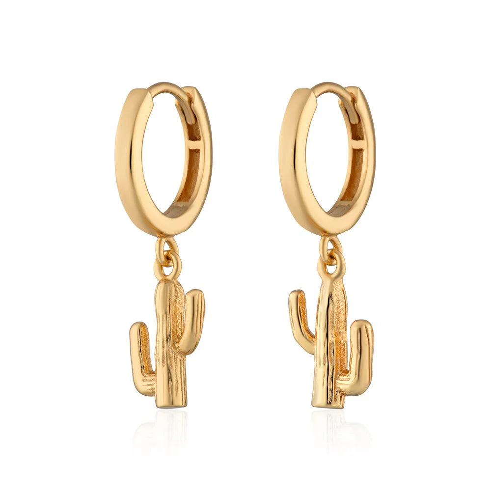 Scream Pretty Cactus Charm Hoop Earrings