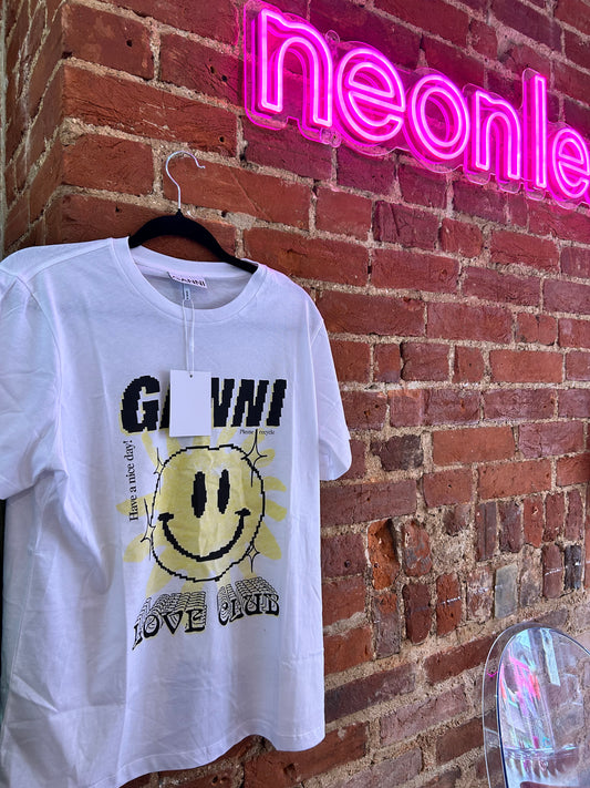 Buy Ganni Yellow Love Club Bright White T-Shirt
