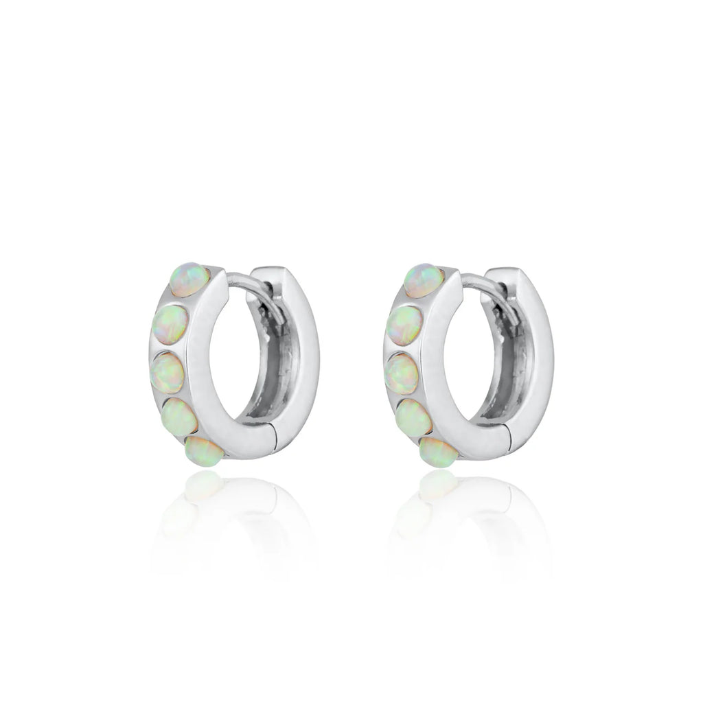 Pendientes de aro Scream Pretty de ópalo verde lima - Plata de ley con baño de oro de 18k
