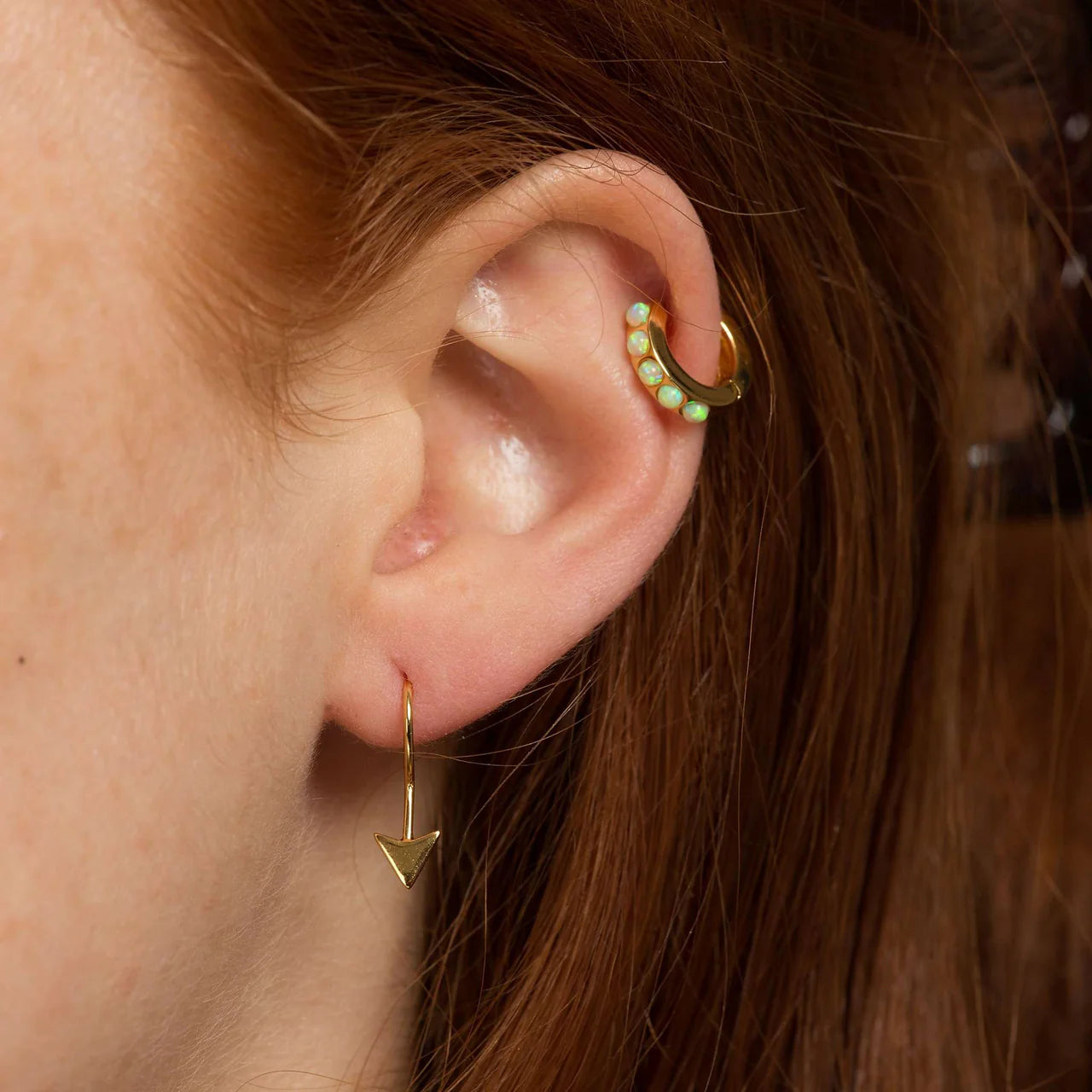 Pendientes de aro Scream Pretty de ópalo verde lima - Plata de ley con baño de oro de 18k