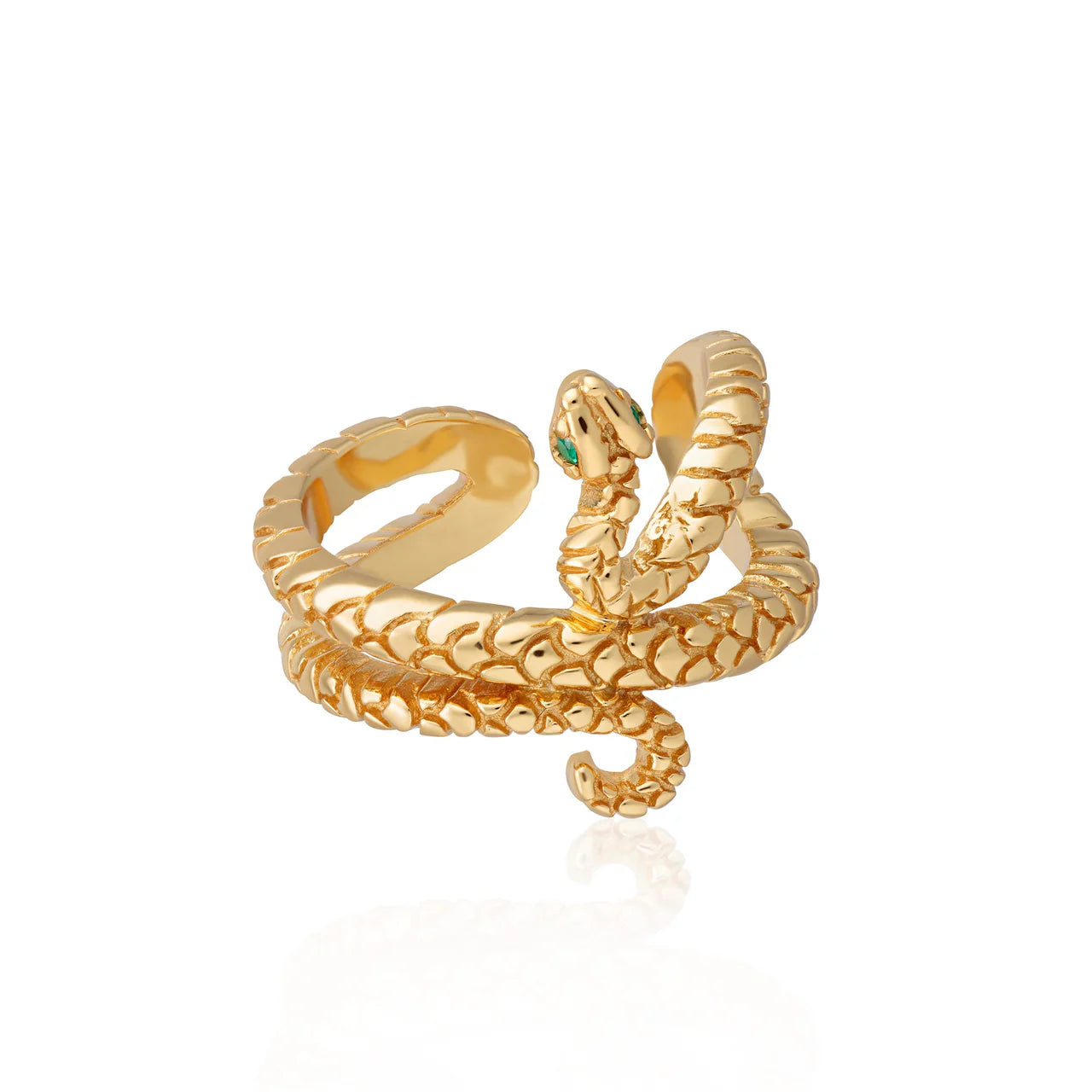 Scream Pretty Gold Snake Small Single Ear Cuff with Green Eyes