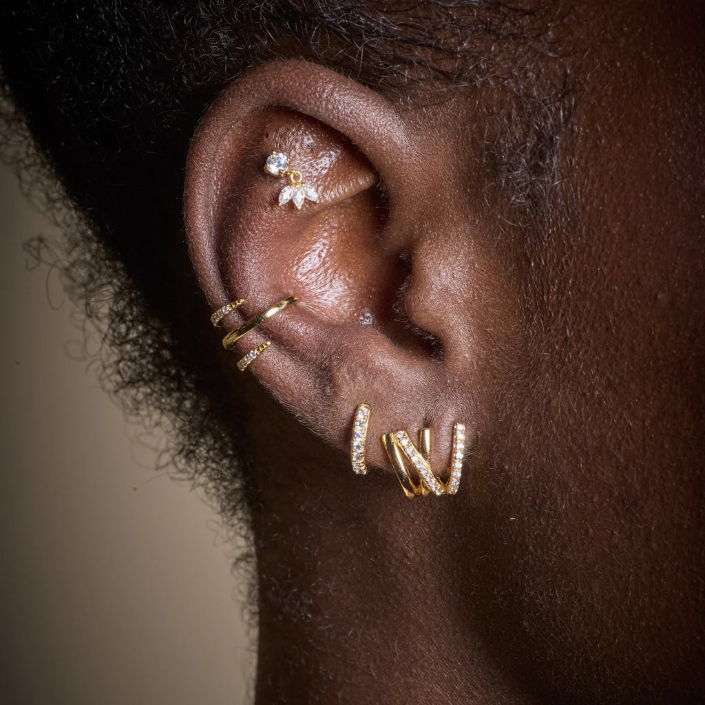 Boucle d'oreille plate Scream Pretty Diamond Drop en or