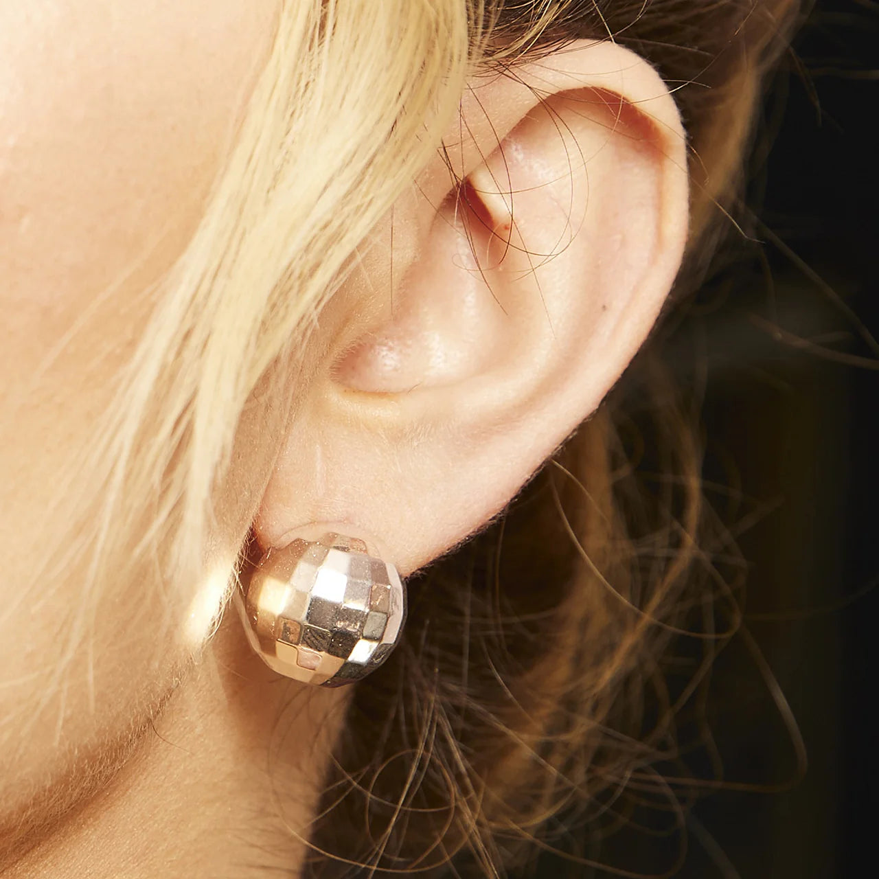 Scream Pretty Disco Ball Stud Earrings in Gold & Silver