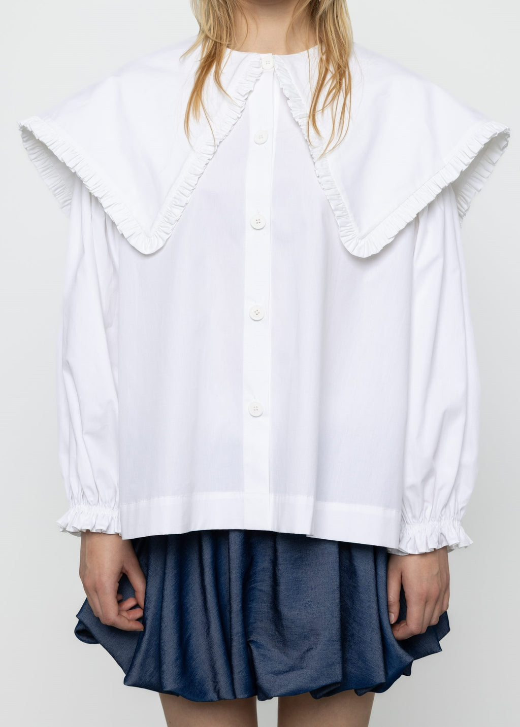 Esthé Ruffle Trim Oversized Sailor Shirt