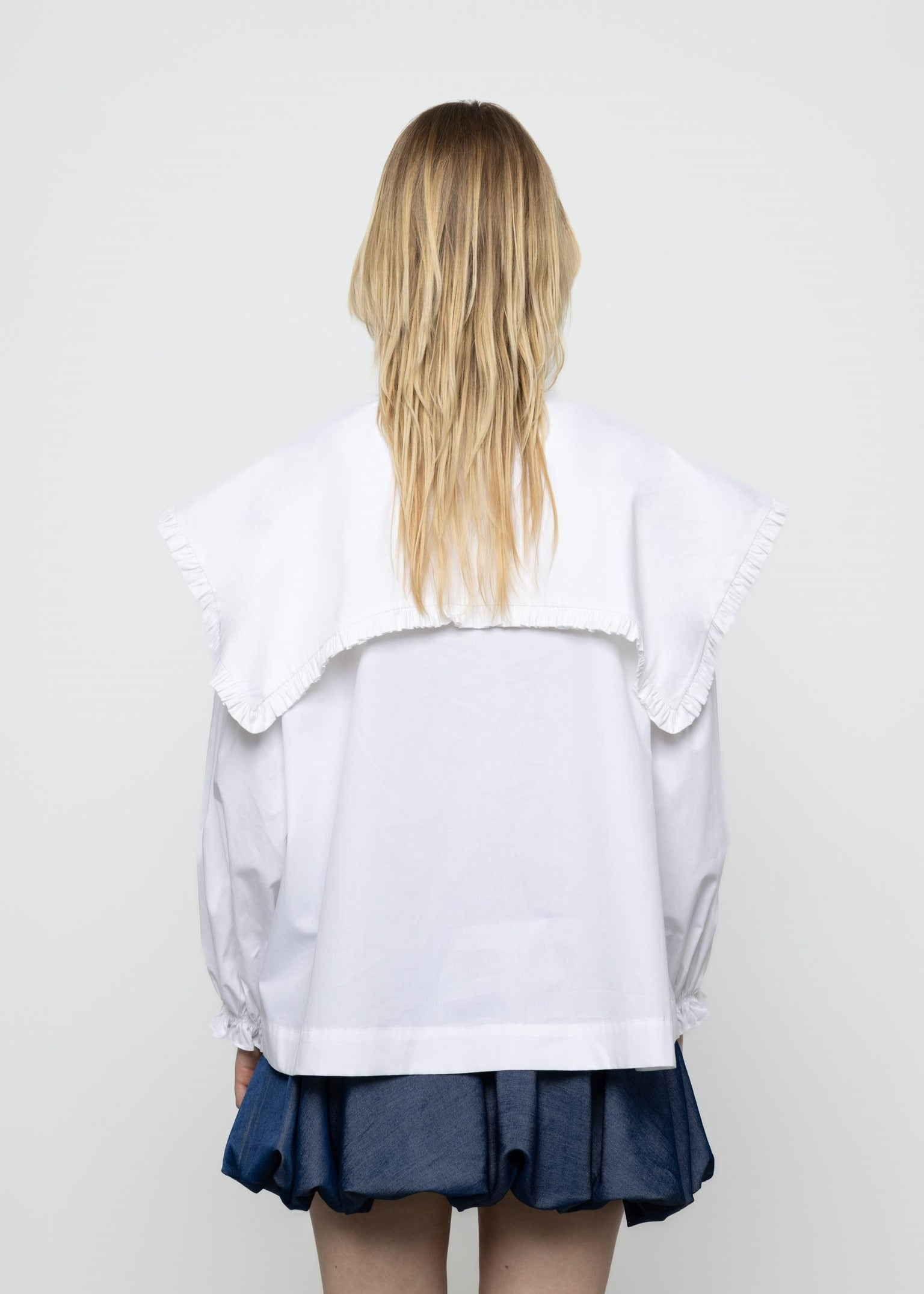 Esthé Ruffle Trim Oversized Sailor Shirt
